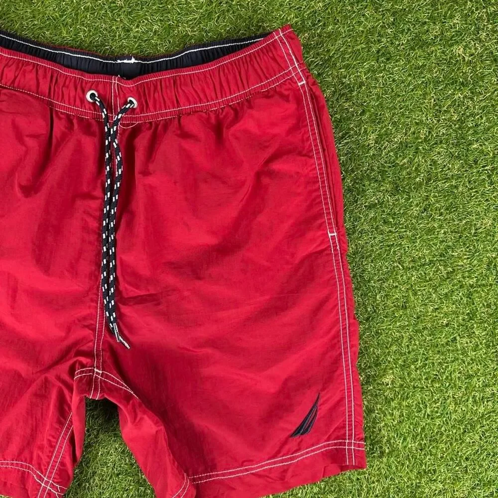 Nautica Men's Red Swim-briefs-shorts